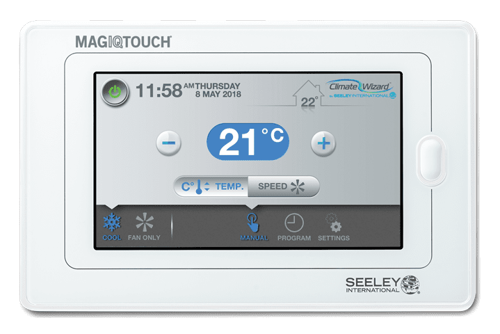 MagIQtouch controller displaying temperature