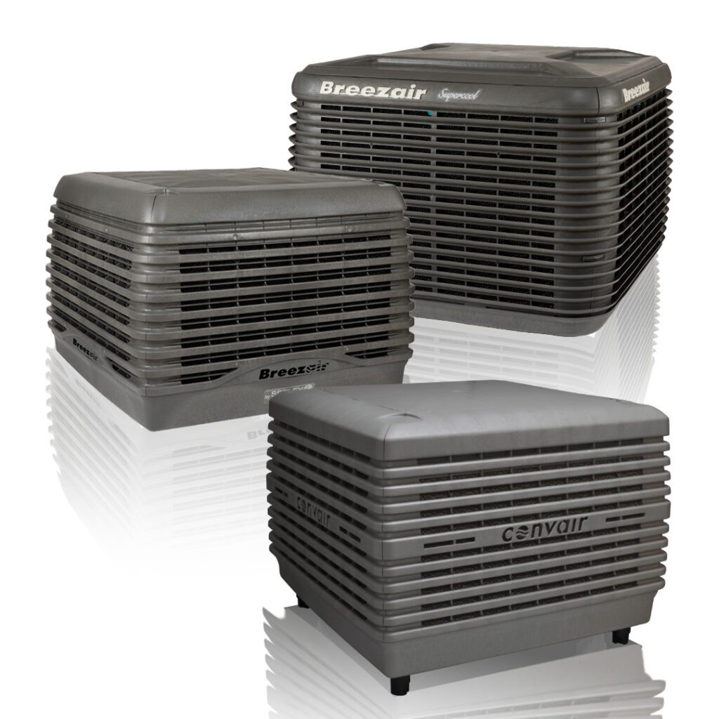 Breezair and Convair slate grey colour evaporative coolers