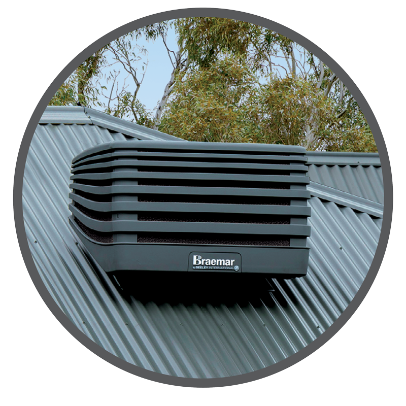 Dominator series reverse cycle hybrid heating system with evaporative cooler and ducts