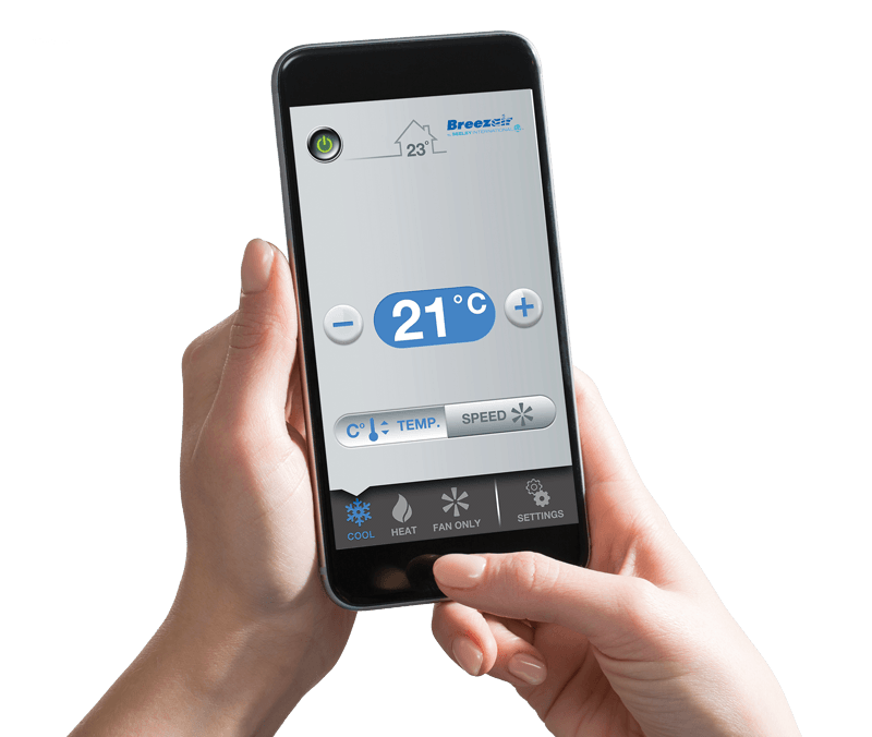 MagIQtouch app on a mobile phone displaying temperature